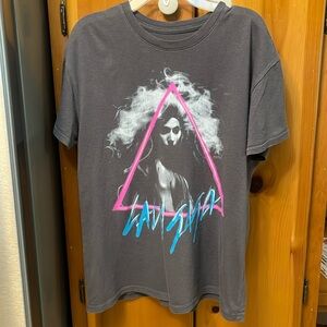 Lady Gaga gray short sleeve Tshirt-size S-Material 100% cotton. Small hole.